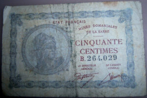 50 centimes Mines domaniales de la Sarre type 1920