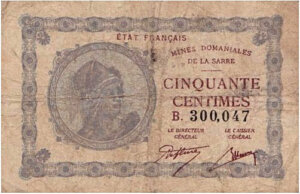 50 centimes Mines domaniales de la Sarre type 1920