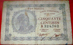 50 centimes Mines domaniales de la Sarre type 1920