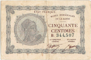 50 centimes Mines domaniales de la Sarre type 1920