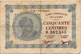 50 centimes Mines domaniales de la Sarre type 1920