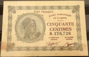 50 centimes Mines domaniales de la Sarre type 1920