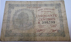 50 centimes Mines domaniales de la Sarre type 1920