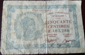 50 centimes Mines domaniales de la Sarre type 1920