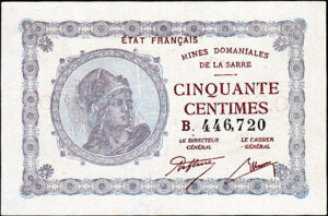 50 centimes Mines domaniales de la Sarre type 1920