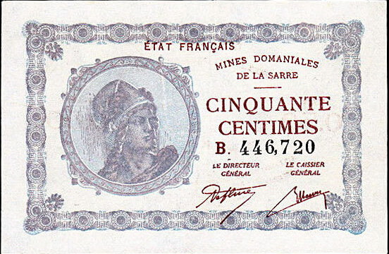 50 centimes Mines domaniales de la Sarre type 1920