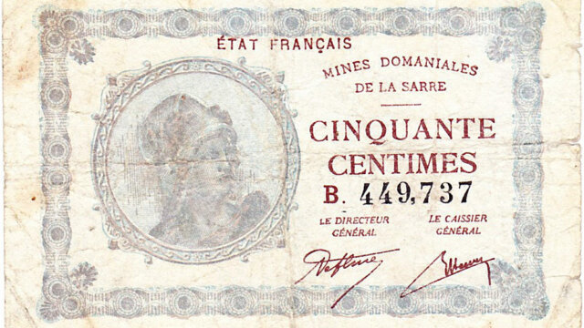 50 centimes Mines domaniales de la Sarre type 1920