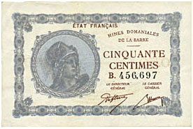 50 centimes Mines domaniales de la Sarre type 1920