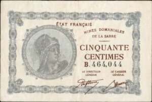 50 centimes Mines domaniales de la Sarre type 1920