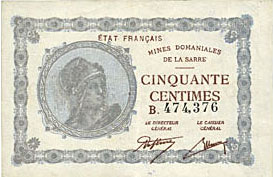 50 centimes Mines domaniales de la Sarre type 1920