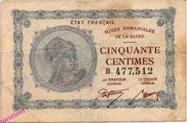 50 centimes Mines domaniales de la Sarre type 1920