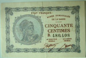 50 centimes Mines domaniales de la Sarre type 1920