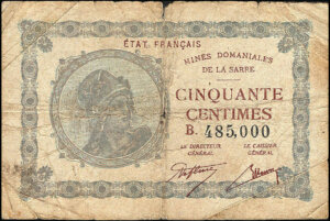 50 centimes Mines domaniales de la Sarre type 1920