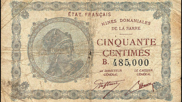 50 centimes Mines domaniales de la Sarre type 1920