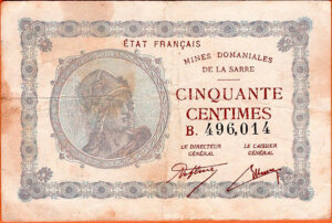 50 centimes Mines domaniales de la Sarre type 1920