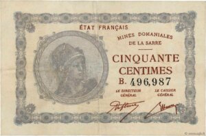 50 centimes Mines domaniales de la Sarre type 1920