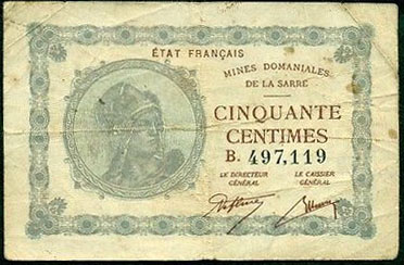 50 centimes Mines domaniales de la Sarre type 1920