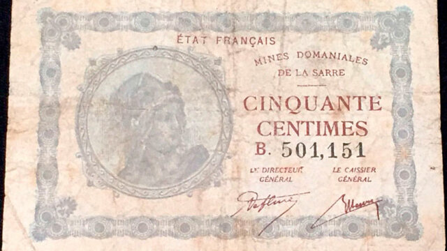 50 centimes Mines domaniales de la Sarre type 1920