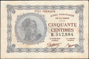 50 centimes Mines domaniales de la Sarre type 1920