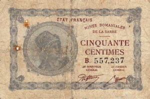 50 centimes Mines domaniales de la Sarre type 1920