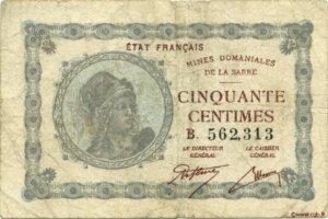 50 centimes Mines domaniales de la Sarre type 1920