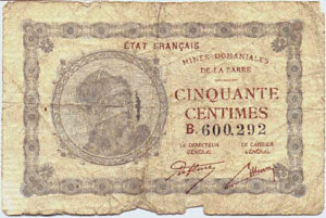 50 centimes Mines domaniales de la Sarre type 1920