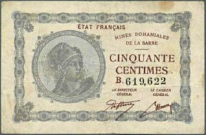 50 centimes Mines domaniales de la Sarre type 1920