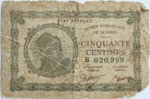 50 centimes Mines domaniales de la Sarre type 1920