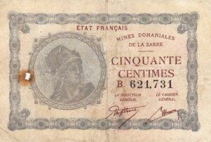 50 centimes Mines domaniales de la Sarre type 1920