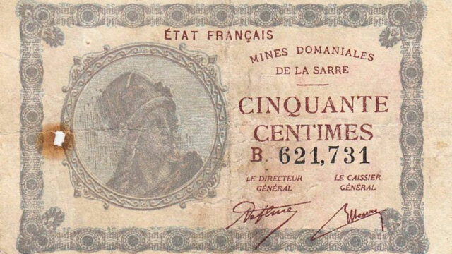 50 centimes Mines domaniales de la Sarre type 1920