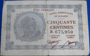 50 centimes Mines domaniales de la Sarre type 1920