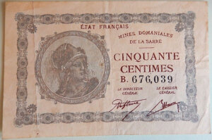 50 centimes Mines domaniales de la Sarre type 1920