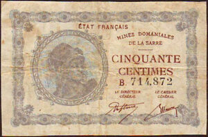 50 centimes Mines domaniales de la Sarre type 1920