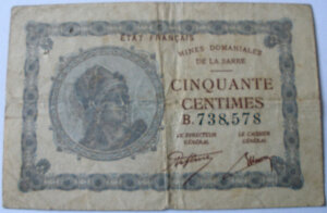 50 centimes Mines domaniales de la Sarre type 1920