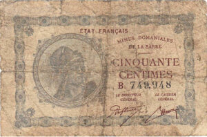 50 centimes Mines domaniales de la Sarre type 1920