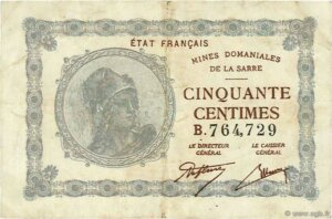 50 centimes Mines domaniales de la Sarre type 1920