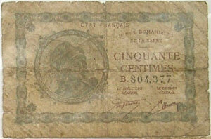 50 centimes Mines domaniales de la Sarre type 1920