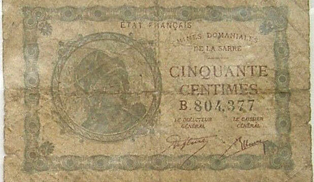 50 centimes Mines domaniales de la Sarre type 1920