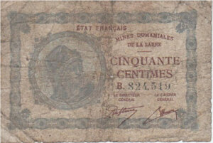 50 centimes Mines domaniales de la Sarre type 1920