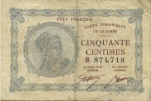 50 centimes Mines domaniales de la Sarre type 1920