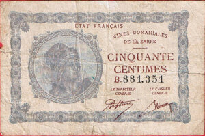 50 centimes Mines domaniales de la Sarre type 1920