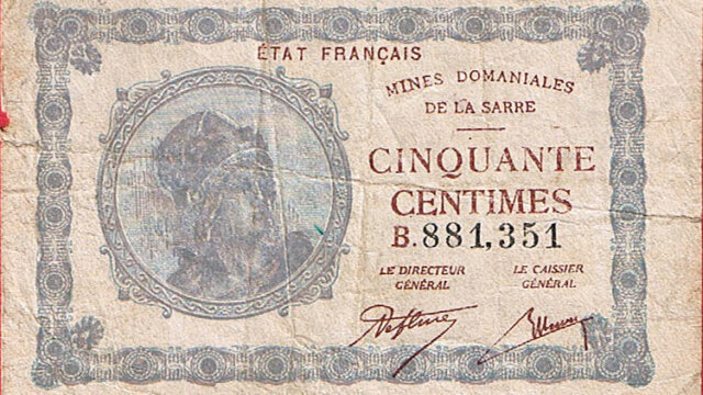 50 centimes Mines domaniales de la Sarre type 1920