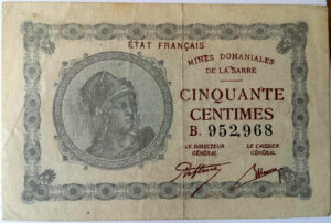 50 centimes Mines domaniales de la Sarre type 1920