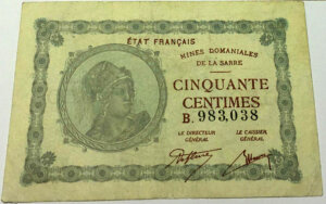 50 centimes Mines domaniales de la Sarre type 1920