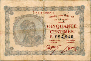 50 centimes Mines domaniales de la Sarre type 1920