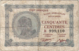 50 centimes Mines domaniales de la Sarre type 1920