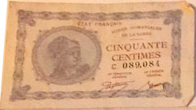 50 centimes Mines domaniales de la Sarre type 1920