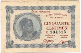 50 centimes Mines domaniales de la Sarre type 1920