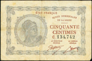 50 centimes Mines domaniales de la Sarre type 1920