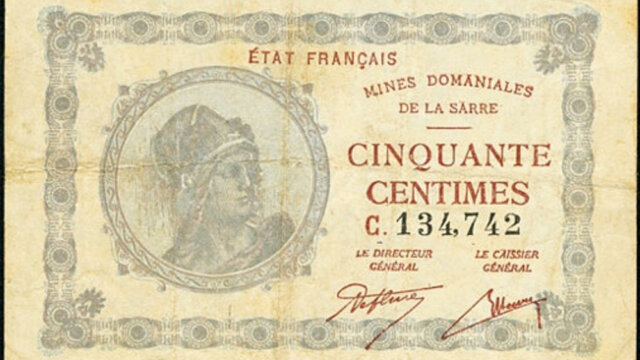 50 centimes Mines domaniales de la Sarre type 1920